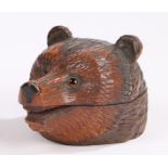 Early 20th Century black forest stamp box, carved as a bears head, 5.5cm high