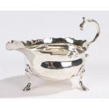 George III silver sauce boat, London possibly 1783? markers mark rubbed, with double scroll handle