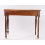 Victorian mahogany tea table, the folding rectangular top above a gadrooned frieze, raised on turned
