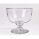 Large 19th Century glass bowl, the wide bowl above a squat stem and circular base, 24.5cm wide