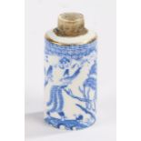 Spode Copeland blue and white scent bottle, transfer decorated with an oriental scene, 5cm high