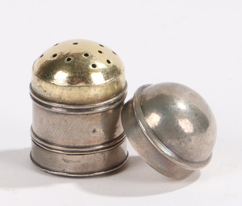 George III miniature silver pepperette, Birmingham 1801, maker Thomas Willmore, with domed removable