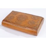 World War One Turkish prisoner of war tobacco box, the lid carved with the crest of the Royal Scots,