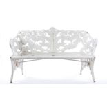 Coalbroockdale cast iron garden bench, fern leaf design and signed Coalbrookdale to the front to the