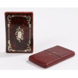 Victorian faux shell aide de memoir, together with a leather card case, (2)