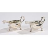 Pair of Edward VII silver sauce boats, London 1902, maker Cornelius Joshua Vander, with acanthus