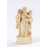 19th Century carved ivory Religious group, St Joseph, 5.5cm high