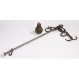 19th Century bell steelyard measure / weight, with a numbered beam and hoop end, together with the