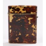 Victorian tortoiseshell card case, of rectangular form, 10.5cm high