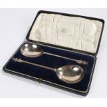 Pair of George V silver seal top table spoons, London 1923, maker Goldsmiths & Silversmiths