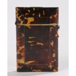 Victorian tortoiseshell and pique card case, with dot pique work, 9cm high