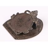 Victorian silver desk clip, London 1900, maker Stuart Clifford, the mask and scroll decorated clip