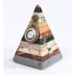 19th Century specimen marble pocket watch stand, of obelisk form, 12.5cm high, together with a gun