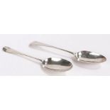 George II silver low mark table spoon, London 1747, maker Robert Perth, the reverse of the bowl with