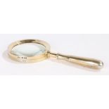 George V silver gilt magnifying glass, London 1929, maker F & Co Ltd, 17cm long