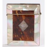 Victorian mother of pearl and tortoiseshell card case, with a mother of pearl edge and shell centre,