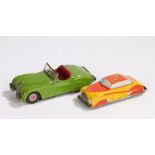 Tinplate Redline Taxi, made in Gt. Britain, tinplate green roadster, marked foreign to base (2)