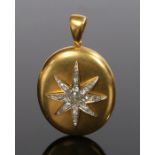 Large Victorian diamond set locket, with an estimated total diamond weight of 1.63 carat and a