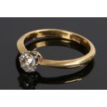18 carat gold diamond solitaire ring, the round cut diamond at approximately 0.50 carat, ring size
