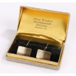 Pair of 8 carat gold cufflinks, with banded rectangular panels 6.3g