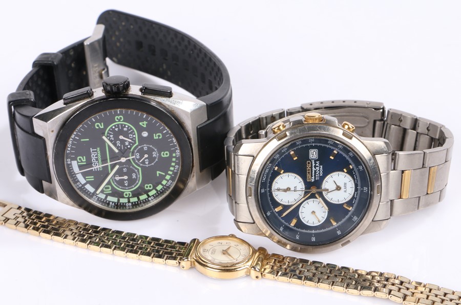 Gentleman's wristwatches, to include Seiko titanium, Esprit, ladies Seiko (3)