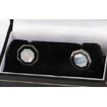 Pair of silver cufflinks, with octagonal mother of pearl set panels, 10g