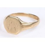 9 carat gold gentleman's signet ring, 3.3g