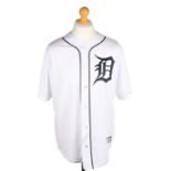 Ed Sheeran's Majestic baseball shirt, initialled D to the chest, size medium. All of the Ed