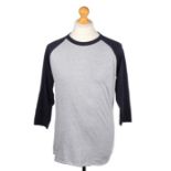 Ed Sheeran's American Apparel grey and blue long-sleeved T-shirt, size medium. All of the Ed Sheeran