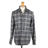 Ed Sheeran's Jigsaw sample black, grey blue and white check long sleeved shirt, size medium. All