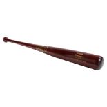 Ed Sheeran's Louisville Slugger baseball bat, engraved "Genuine Ed Sheeran 99-7 DJX Louisville