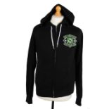 Ed Sheeran's black zipped hoodie,the chest embroidered "ED SHEERAN SUFFOLK UK 1991", the reverse