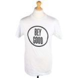 Ed Sheeran's white T-shirt printed in black "BEY GOOD", size medium. All of the Ed Sheeran