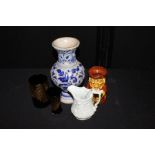 Portmeirion British Heritage Collection jug, Dartmouth Pottery Toby jug, German porcelain vase