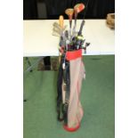 Collection of golf clubs in a Karobes bag, to include Dunlop, Donnay, H. Bird & Son and Petron,