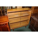 Mid 20th century veneered bookcase, with two sliding glass doors and two adjustable interior