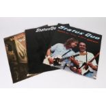 3x Status Quo LPs. Hello (6360098), poster. Rock Till You Drop (510341-1).Back to Back (VERH10)