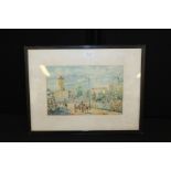J Mullin Mediterranean village scene watercolour signed, framed & glazed 27cm x 18cm
