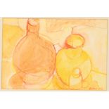 Unknown artist (20th Century), study of three glass full-bellied bottles including a carboy,