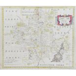 Robert Morden, Map of Worcestershire, hand coloured, 45cm x 38cm