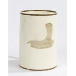 Late 18th Century Wedgwood creamware mug, transfer decorated with a hunting horn, embossed mark to