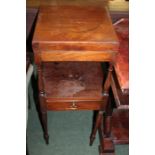 George III mahogany washstand, the hinged top opening to reveal circular aperture for washbowl, on