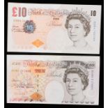 Bank of England, two £10 banknotes, Kentfield and Bailey, (2)