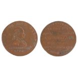 British Token, copper Halfpenny, 1794, bust of J. H. Tooke, TRIED FOR HIGH TREASON, R. ACQUITTED