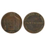 Irish Token, copper Halfpenny, 1799, obverse with building and date, reverse Payable At The Pantheon