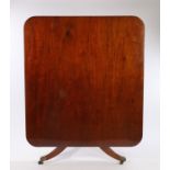 Victorian and later mahogany dining table, the tilt top with reeded edge, raised on a turned stem,