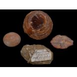 Four natural resin pieces one labelled Gum Damar, Singapore 1872 (4)