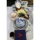 Porcelain, to include a Chinese bowl, a ginger jar and cover, cups and saucers, clock, etc, (qty)