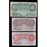 Bank of England, £1 banknote, O'Brien Z26J 081639 and two Ten Shillings, purple and red, (3)