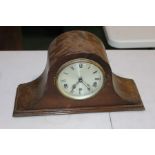 Oak cased mantel clock three train movement, retailed by Frasers of Ipswich